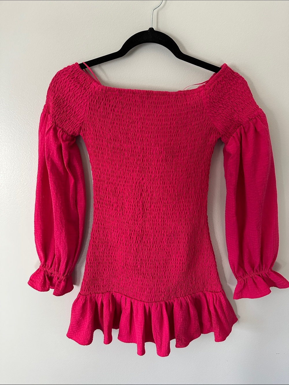 Atoir The Ayla Hot Pink Smocked Off-Shoulder Mini Dress AT210121 Size 2